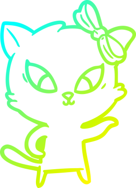 Bir insan tarafından çizilen çizgi film kedisinin soğuk gradyan çizgisi.