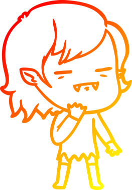 Bir insan tarafından çizilmiş ölümsüz vampir bir kızın sıcak çizgi çizimi