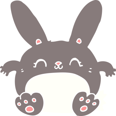 Bir insan tarafından çizilmiş düz renkli çizgi film tavşanı