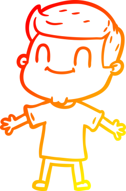 Bir insan tarafından çizilmiş, karikatür dostu bir adamın sıcak çizgi çizimi