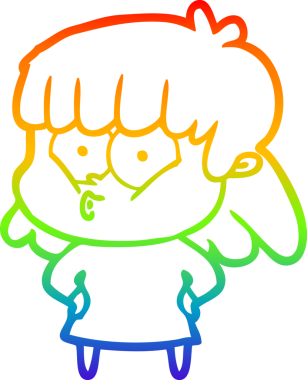 gökkuşağı gradyan çizimi bir insan tarafından çizilmiş bir çizgi film ıslık kızı