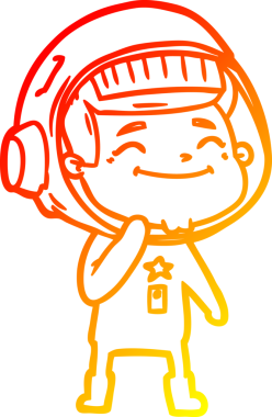 Bir insan tarafından çizilmiş mutlu bir astronotun sıcak çizgi çizimi