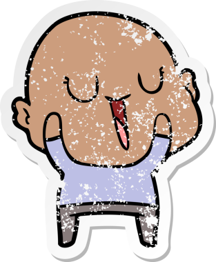 Bir insan tarafından çizilmiş mutlu, kel bir adamın sıkıntılı çıkartması.