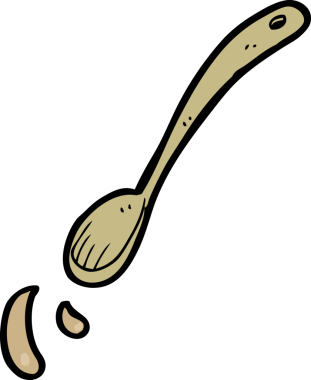 Bir insan tarafından çizilmiş bir kaşık.