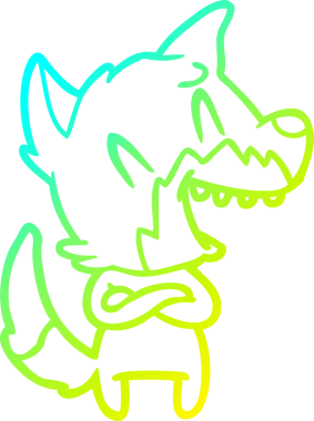 Bir insan tarafından çizilmiş gülen tilki çizgi filmi.