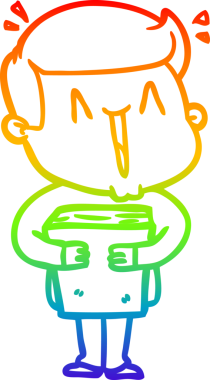 Gökkuşağı gradyanı çizimi bir insan tarafından çizilmiş heyecanlı bir çizgi film