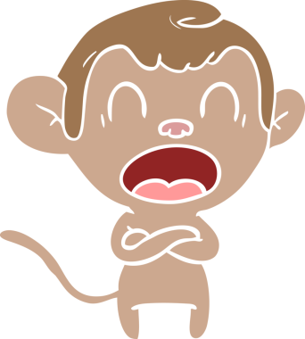 Bir insan tarafından çizilmiş düz renkli çizgi film maymunu