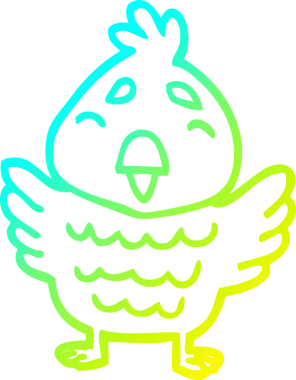 Bir insan tarafından çizilen kırmızı kuşun soğuk gradyan çizgisi