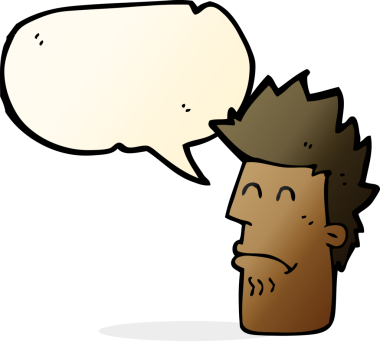 Bir insan tarafından çizilen konuşma baloncuğuyla kendini hasta hisseden çizgi film adamı.