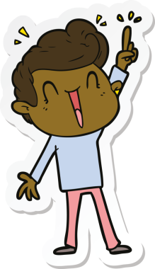 Bir insan tarafından çizilmiş heyecanlı bir adamın çıkartması.