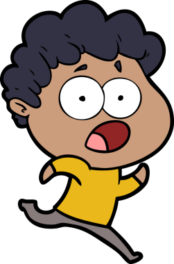 Bir insan tarafından çizilmiş bir karikatür adamı şaşkınlıkla nefes nefese kaldı.