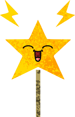 Bir insan tarafından çizilmiş sihirli bir değneğin retro çizim tarzı karikatürü.