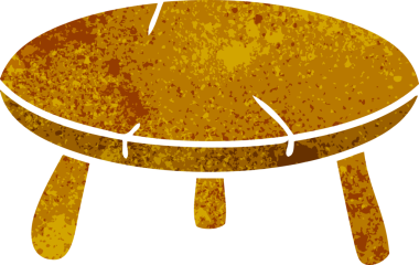 Bir insan tarafından çizilmiş ahşap bir tabureye ait el çizimi karikatür.