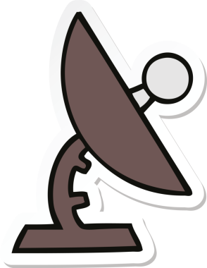 Bir insan tarafından çizilmiş şirin bir uydu anteninin çıkartması.