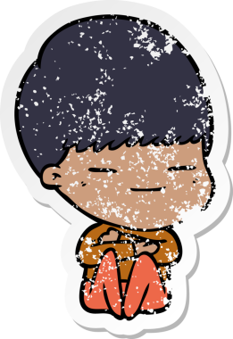 Bir insan tarafından çizilmiş kendini beğenmiş bir çizgi film karakterinin sıkıntılı çıkartması.