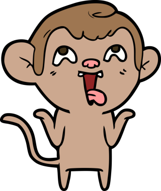 Bir insan tarafından çizilmiş çılgın çizgi film maymunu