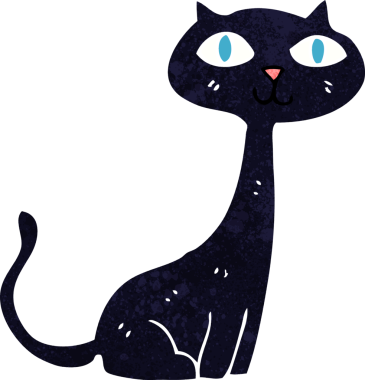 bir insan tarafından çizilmiş kara kedi çizgi filmi