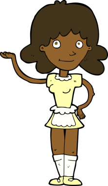 Bir insan tarafından çizilmiş çizgi film hizmetçisi.