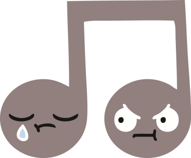 Bir insan tarafından çizilmiş bir notanın düz renkli retro karikatürü