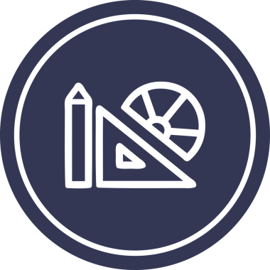 Bir insan tarafından çizilmiş matematik ekipmanları dairesel simgesi