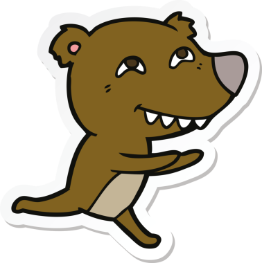 Bir insan tarafından çizilmiş çizgi film ayısının çıkartması.