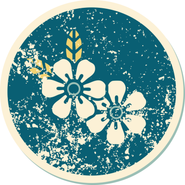 Bir insan tarafından çizilmiş çiçeklerin sembolik dövmeli resmi