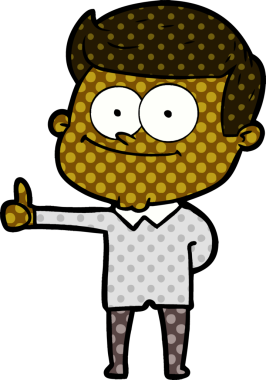 Bir insan tarafından çizilmiş gülümseyen adam.