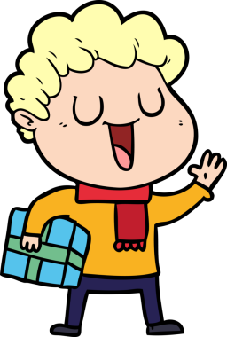 Bir insan tarafından çizilmiş, gülen karikatür adamı.