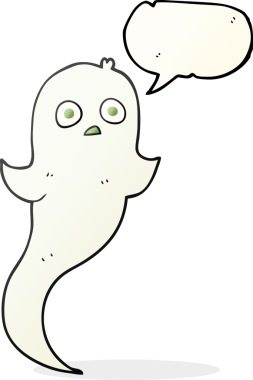 Bir insan tarafından çizilmiş serbest konuşma balonu cadılar bayramı hayaleti.