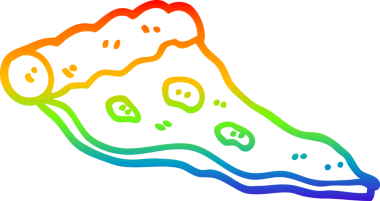 gökkuşağı gradyan çizgi çizimi bir insan tarafından çizilmiş bir pizza