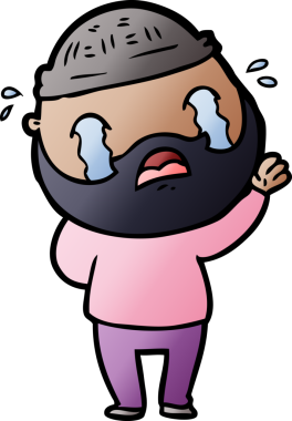 Çizgi film sakallı adam bir insan tarafından çizilmiş ağlıyor.