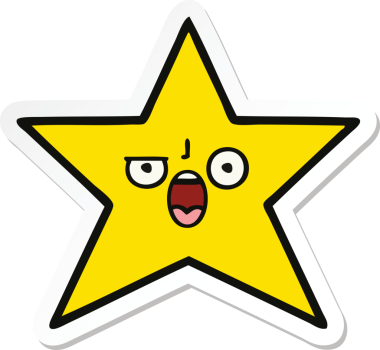 Bir insan tarafından çizilmiş şirin bir çizgi film yıldızının çıkartması.