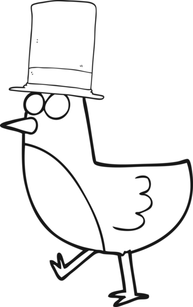 Bir insan tarafından çizilmiş siyah beyaz çizgi film kuşları.