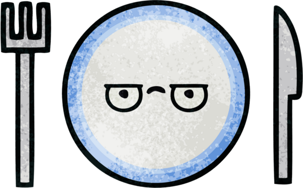 Bir insan tarafından çizilmiş yemek tabağının retro grunge deseni.