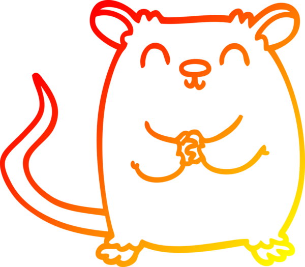 Bir insan tarafından çizilen mutlu farenin sıcak çizgi çizimi