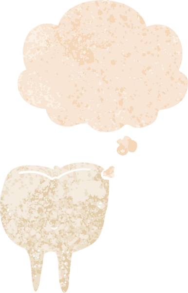 Düşünce baloncuğu ve grunge ile çizgi film dişleri bir insan tarafından çizilmiş rahatsız edilmiş retro dokuma tarzı