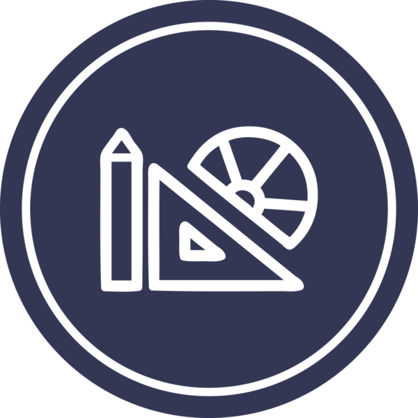 Bir insan tarafından çizilmiş matematik ekipmanları dairesel simgesi