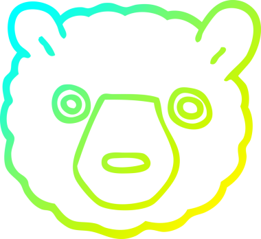 Bir insan tarafından çizilmiş kutup ayısı suratının soğuk çizgi çizimi.