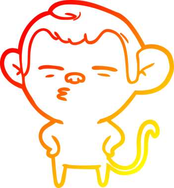 Bir insan tarafından çizilmiş şüpheli bir maymunun sıcak çizgi çizimi