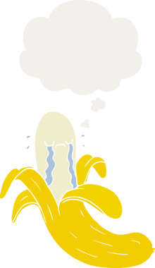 Düşünce baloncuklu ağlayan bir çizgi film insan tarafından çizilmiş.