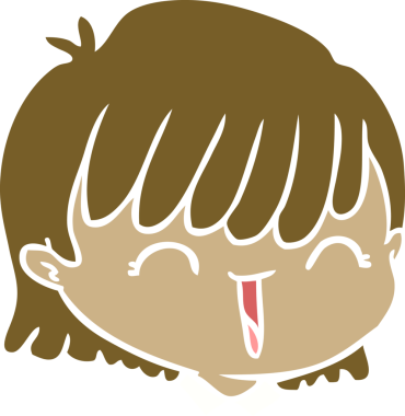 Bir insan tarafından çizilmiş düz renk çizgi film kadın yüzü