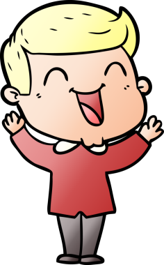 Bir insan tarafından çizilmiş gülen çizgi film adamı.