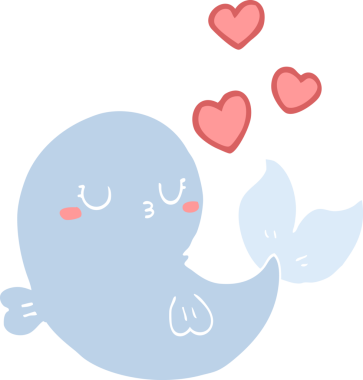 Sevimli düz renkli çizgi film balinası bir insan tarafından çizilmiş.