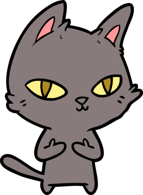 Bir insan tarafından çizilmiş çizgi film kedisi.