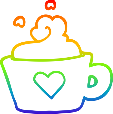 gökkuşağı gradyan çizgisi bir insan tarafından çizilmiş bir kahve fincanı