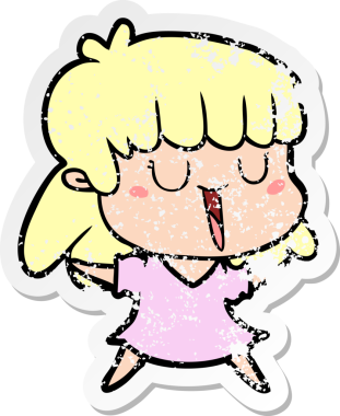 Bir insan tarafından çizilmiş karikatür bir kadının sıkıntılı çıkartması.