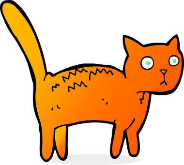 Bir insan tarafından çizilmiş korkmuş çizgi film kedisi.