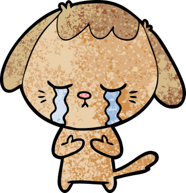 Bir insan tarafından çizilmiş ağlayan bir köpek.