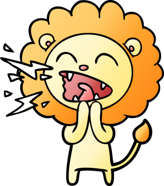 Bir insan tarafından çizilmiş kükreyen aslan çizgi filmi.