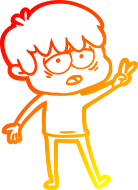 Bir insan tarafından çizilmiş, bitkin bir çocuğun sıcak çizgi çizimi.